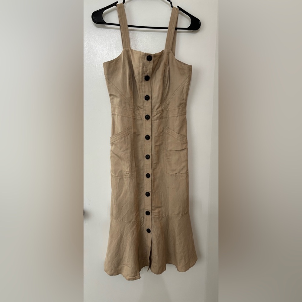 Banana Republic Beige Button-Front Midi Dress